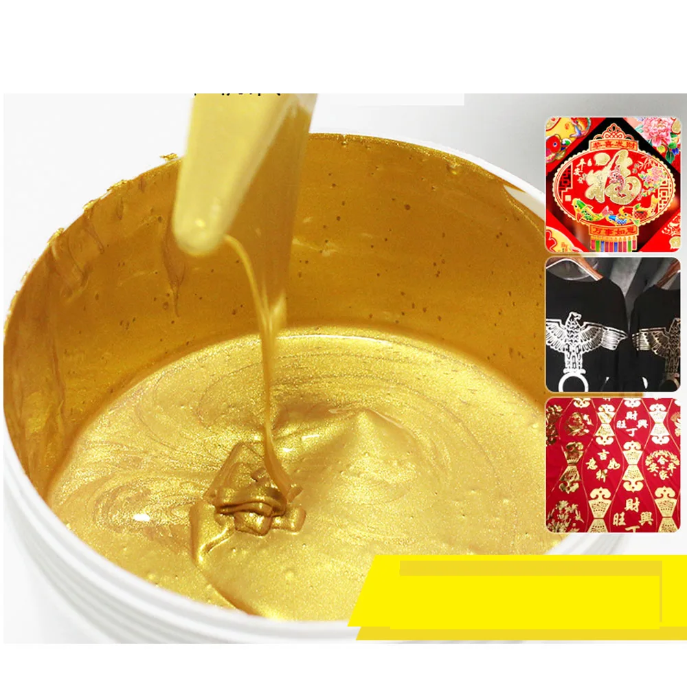 Free Ship 100g Silk Screen Printing of Silk Banner with Imitation Bronzing Gold or Silver Paste Screen Ink