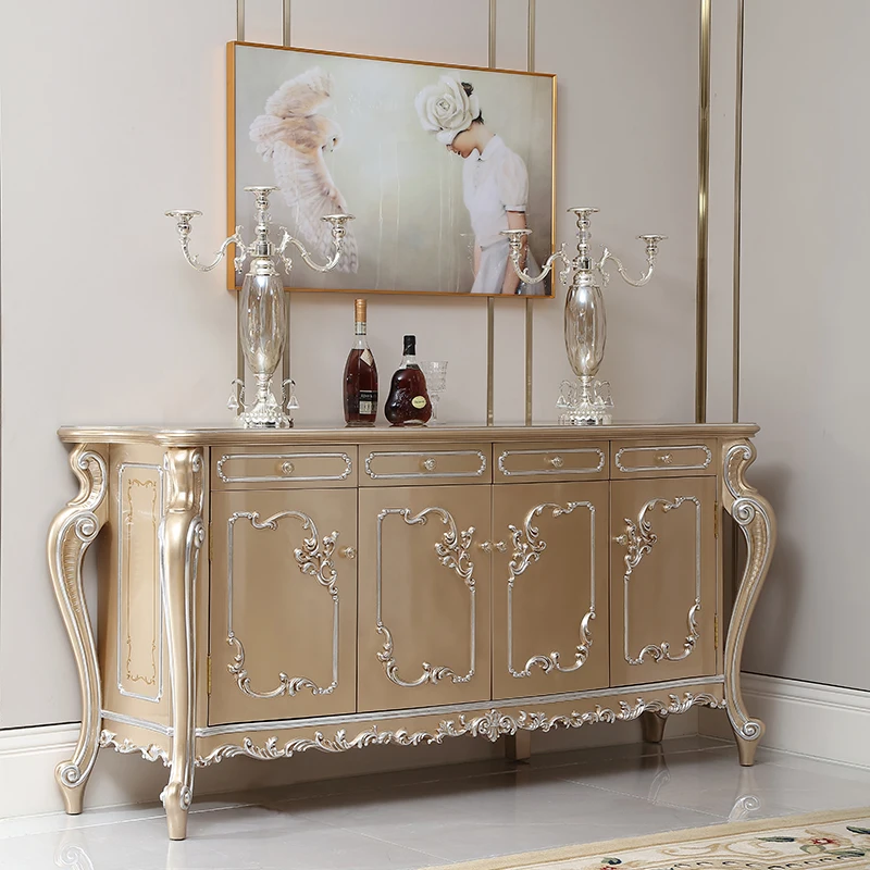 

Luxury French Gold Four Door Dining Cabinets Gorgeous Home Decoration Restaurant Cabinets