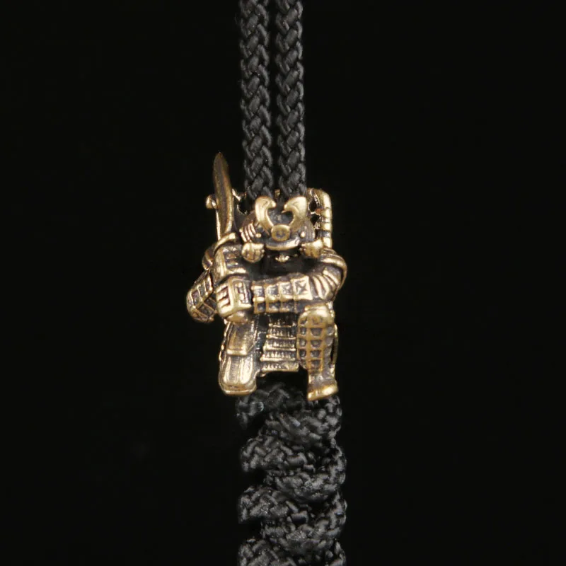 Brass Armor Samurai Paracord Bead Japanese EDC Knife Lanyard Bead Handmade Pendant Keychain Charm Hanging Ornament Spacer Bead