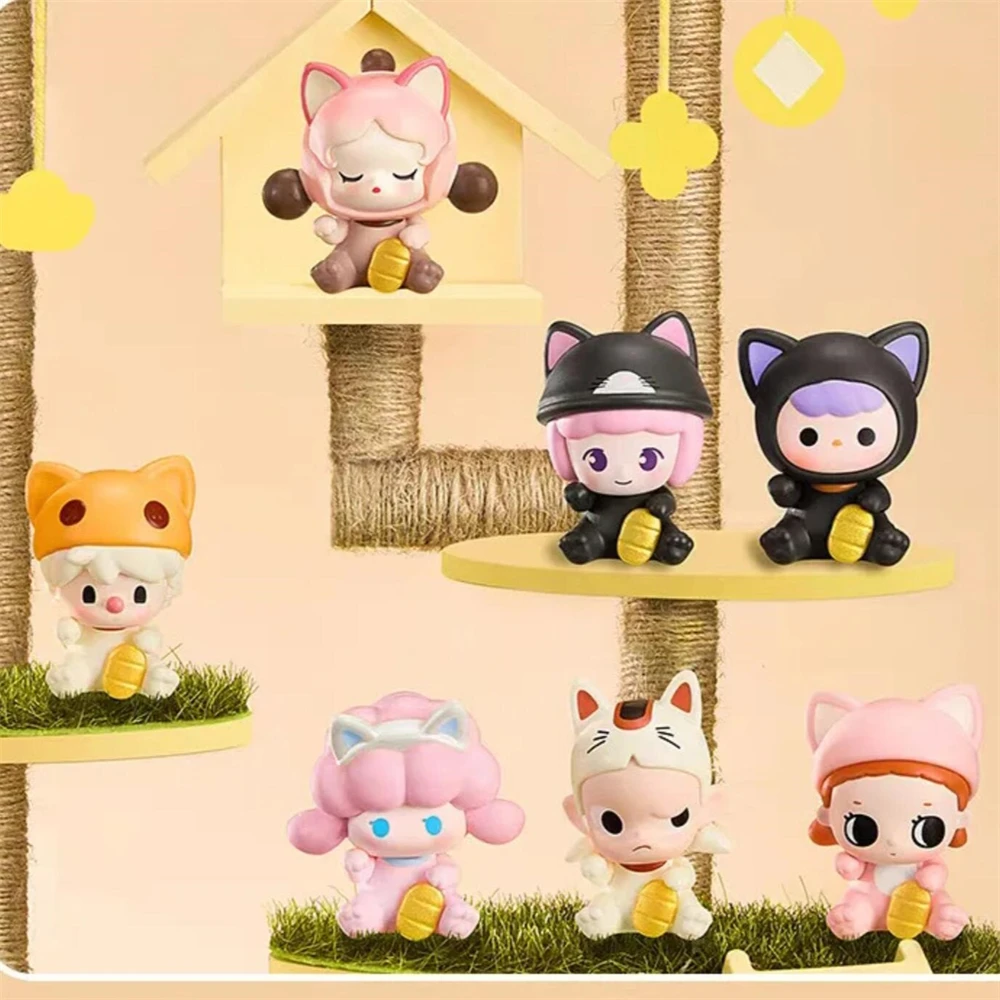 POPMART POP Bean Lucky Cat Series Dimoo Skullpanda Pucky Crybaby KUBO Zsiga Nyota Nori Labubu Haci Action Figure Doll Toys Gifts