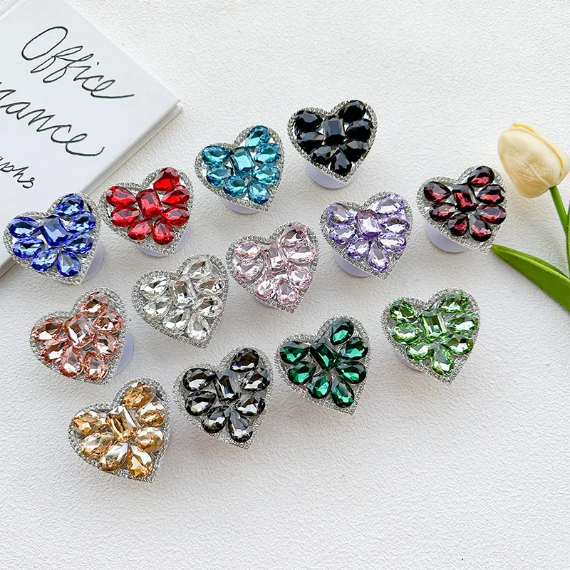 DIY القلب الماس توسيع حامل هاتف قبضة قوس إصبع Rring دعم المضادة للسقوط حامل هاتف قابل للطي آيفون سامسونج