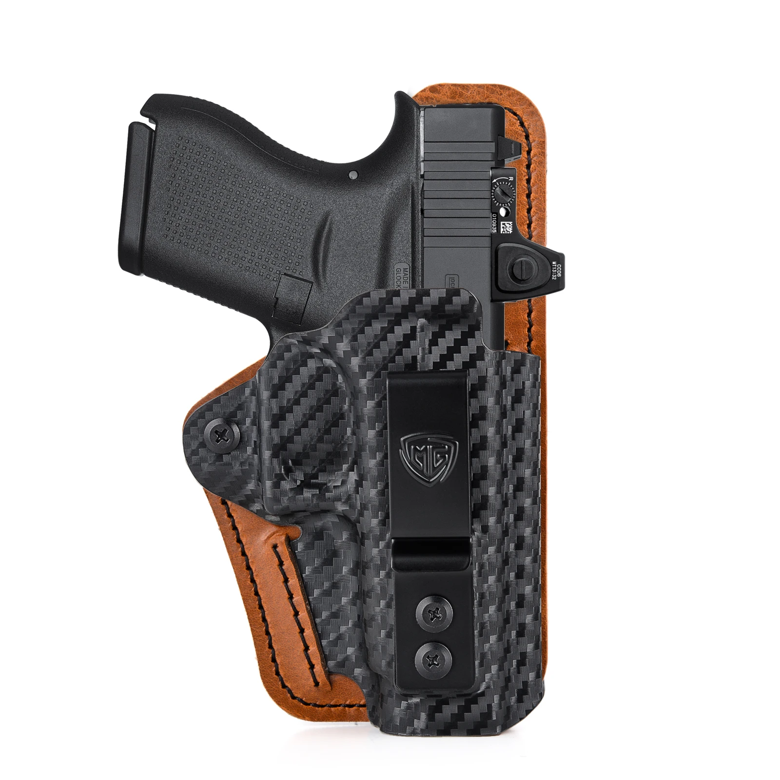 

G43/G43X Holster w/ Comfort Pad Backer, IWB Kydex Leather Hybrid Holster for Glock 43 43X 48 NO Rail Internal Concealed Carry