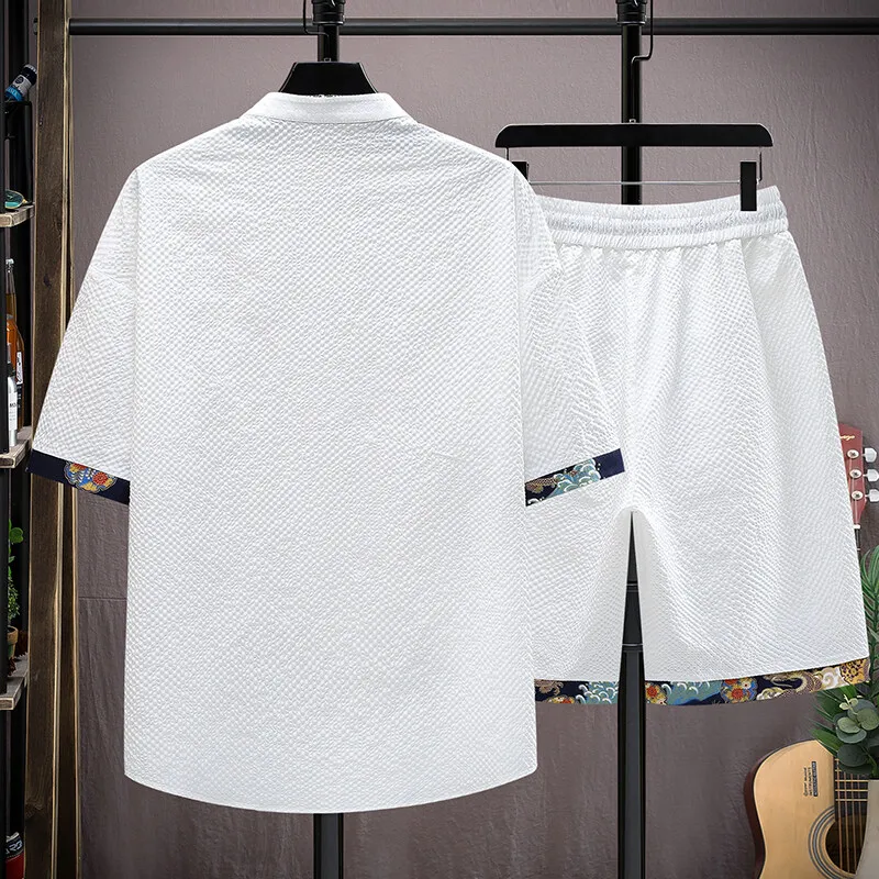 Camisas + pantalones cortos Conjuntos casuales para hombres 2025 nuevo estilo moda de verano Ropa deportiva Moda masculina pantalones cortos y camisas hombres tamaño completo M-4XL ﻿