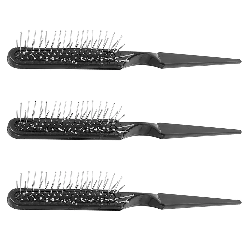 3 Pcs Hair Comb for Women Scalp Massage Brush Burgundy Curly Human Crimper Tool Wire Bristle Curls Miss