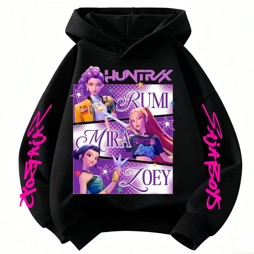 Anime Huntrx Three Girls Grafik-Hoodies, modischer lila Pullover für Mädchen