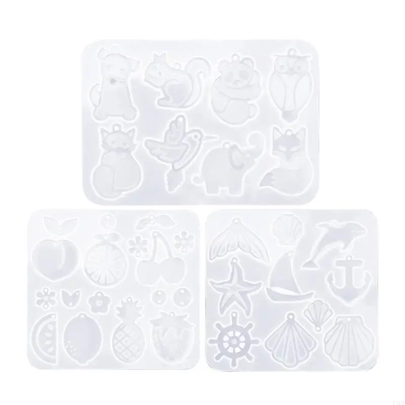 

652F Fruit Animal Earrings Epoxy Resin Molds Silicone Mold Luggage Bag Casting Molds with Hole for DIY Crafts Making