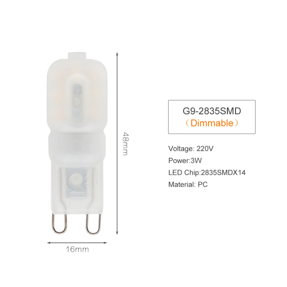 Ampoule LED G9 à Intensité Variable avec Document de Température 6000-6500K, Luminaire pour Supermarchés, Hôtel, Chambre à Coucher et Restaurant