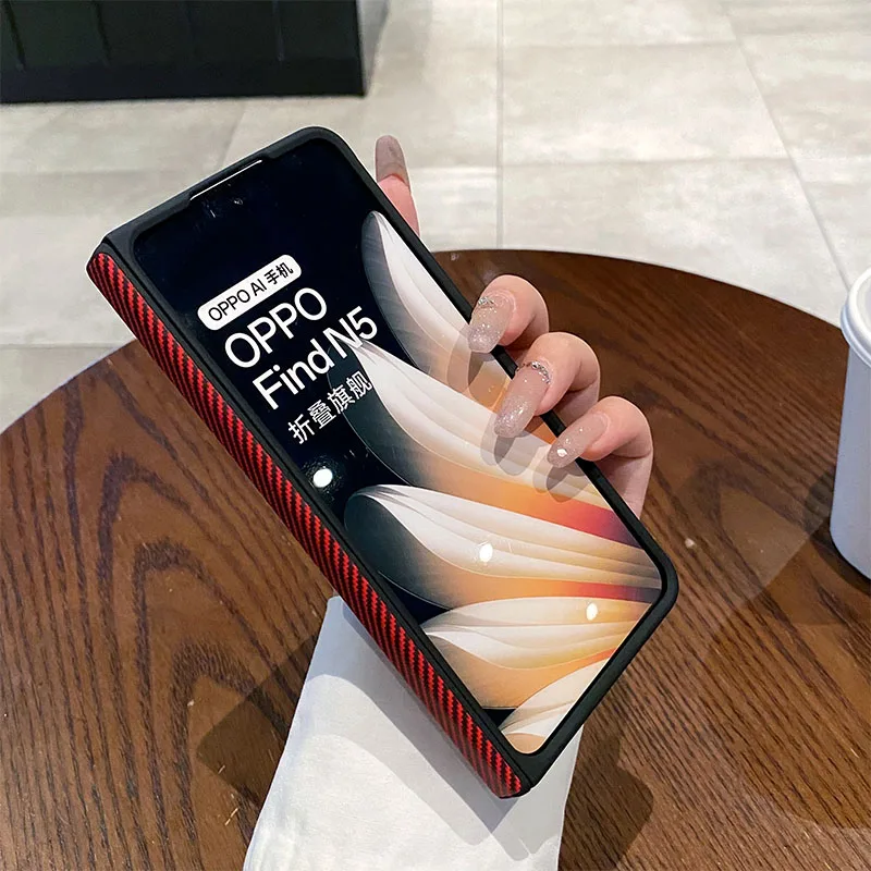 Case for OPPO Find N5 / N3 Fold Mobile Phone Carbon Fiber-patterned Luxury Leather Slim Shockproof Protective Casing Accessories