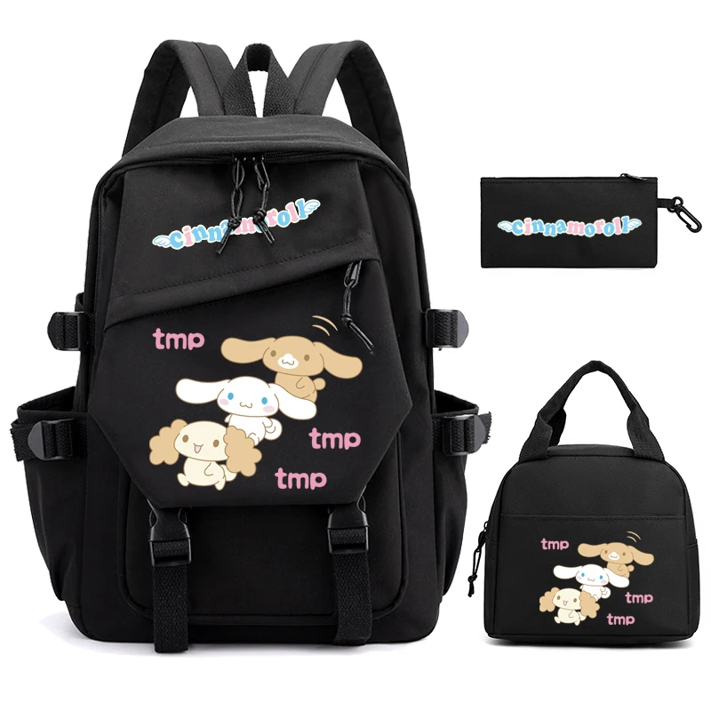 

MINISO 3Pcs/set Sanrio Plush Toy Cinnamoroll Backpack Student Back To School Girl Boy Schoolbag with Lunch Bag Women