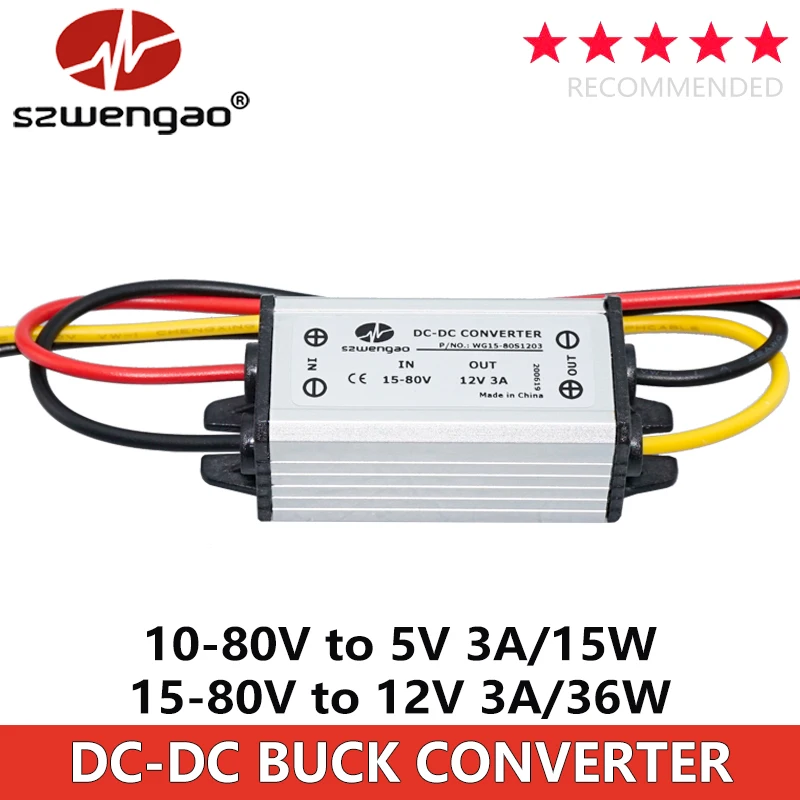 12V 24V 36V 48V 60V 72V zu 5V 12V 3A Auto-Stromversorgung DC-Abwärtswandler Spannungswandler Wasserdichter Transformator