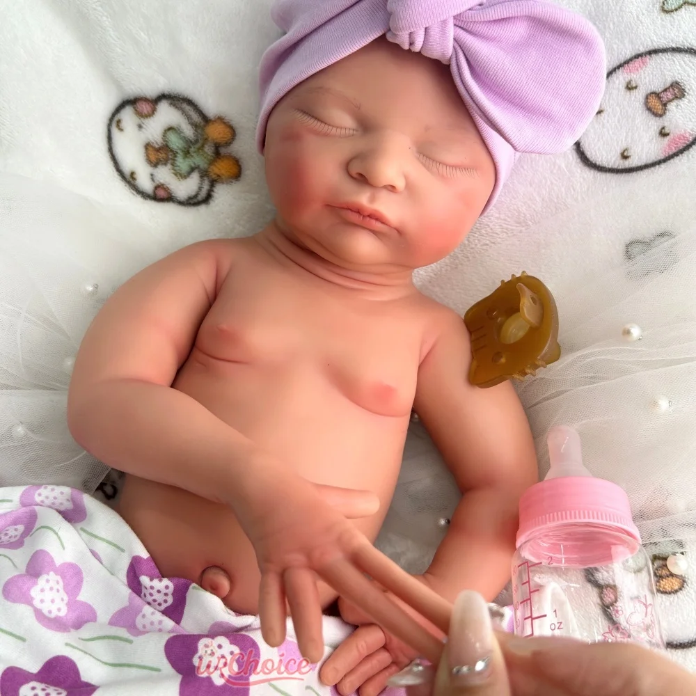 20 Zoll Laura Ganzkörper-weiche Baby-Mädchen-handgemachte Silikon-Reborn-Puppe mit offenem Mund, wasserdichte Puppe für Sammlerstücke, Kinderspielzeug