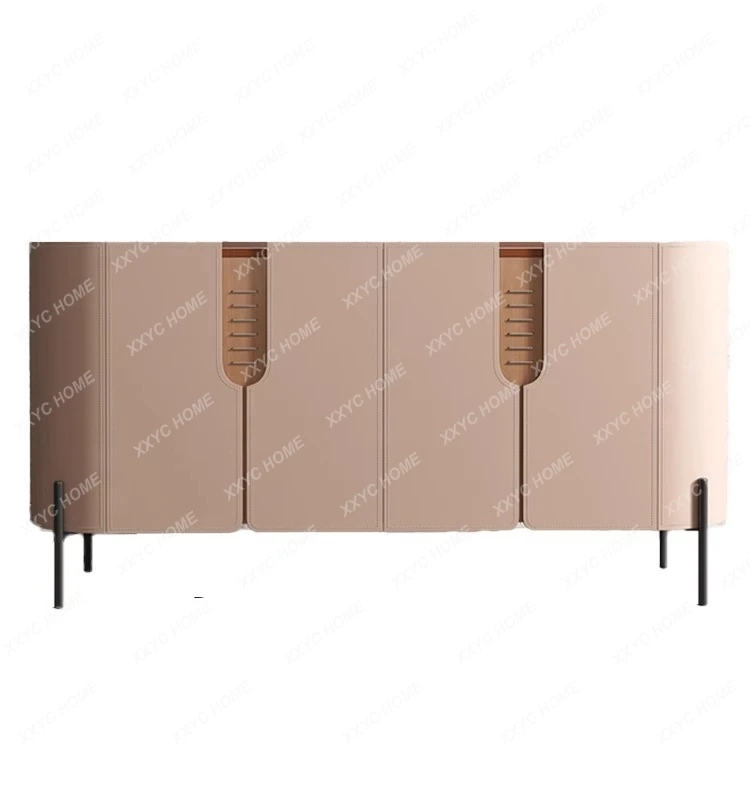 

Saddle Leather Stone Plate Sideboard Cabinet Modern Living Room Locker Small Apartment Home