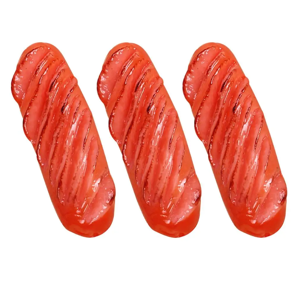 

3 Pcs Simulated Sausage Artificial Hot Model Fake Food Roasted Decor Restaurant Props Realistic Event Food