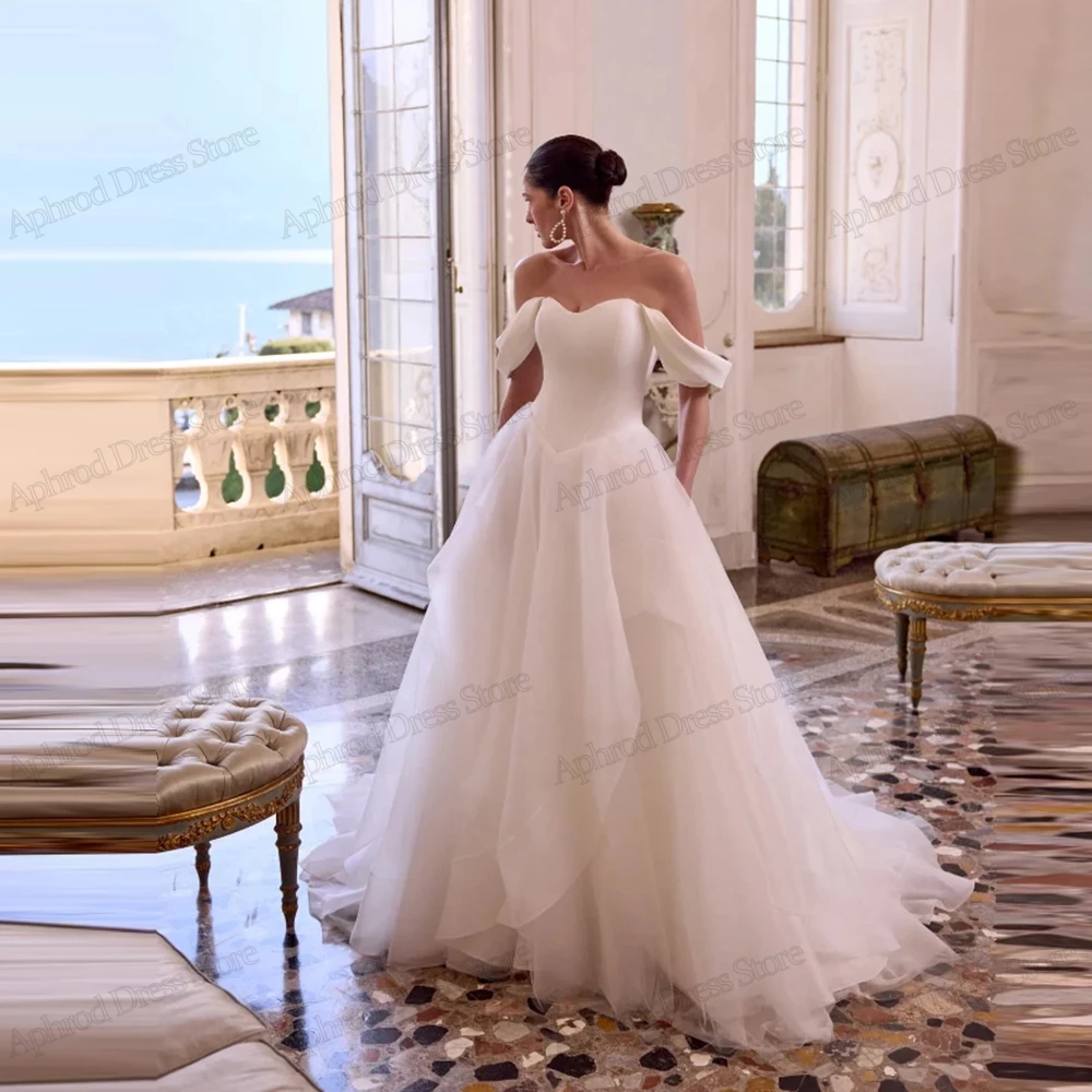 

Изящные свадебные платья, простые свадебные наряды, атласные платья с открытыми плечами, свадебное платье Vestidos De Novia, индивидуальный пошив 2026