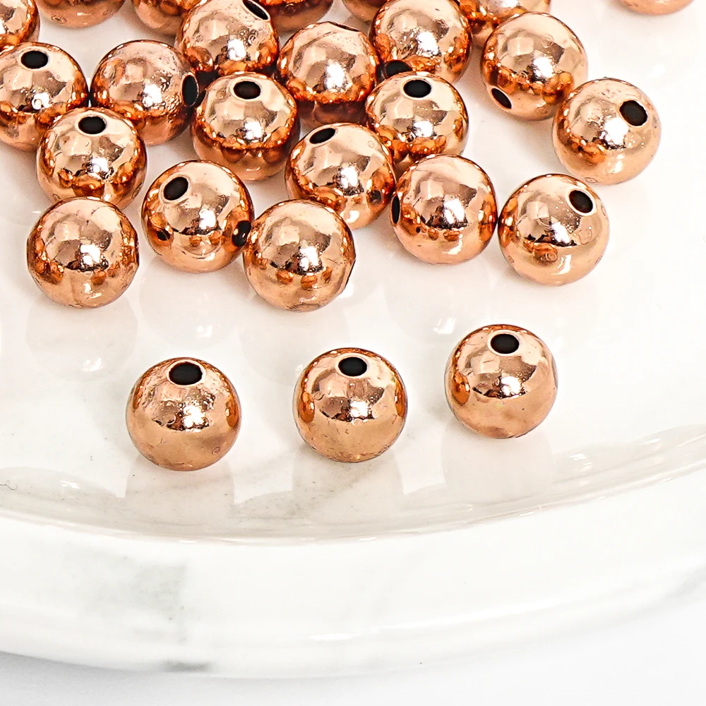6mm Wedding Jewelry Beads Bulk Pack Zinc Alloy Rose Gold Bridal Beads for Bouquet Charms/Event Decor Waterproof & Lead-Free