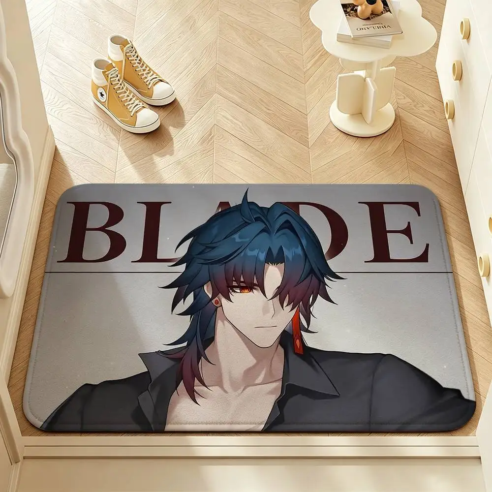 B-Blade H-Star R-Rail Indoor Short Plush Door Mat Anti-Slip Backing Soft Foot Mat for Entryway Bedroom