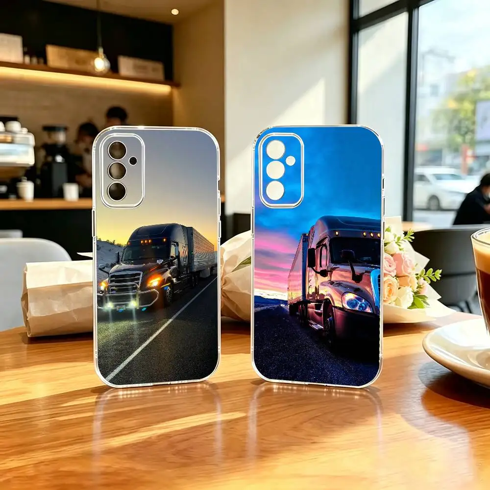 Heavy-duty tractor-trailer T680  Painted Transparent soft Phone Case For Samsung A71, A70, A52, A51, A40, A30, A20