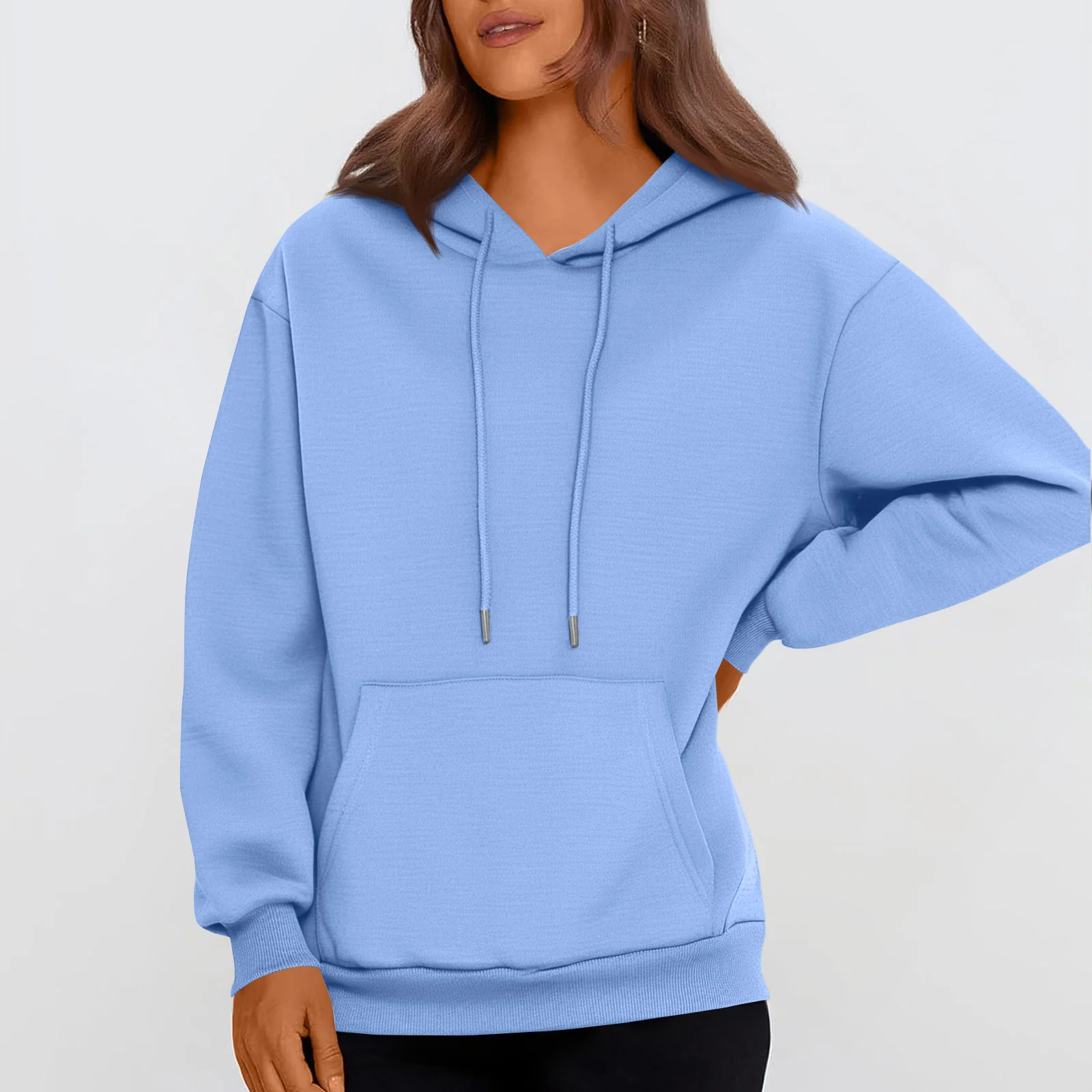 Women'S Fashion Solid Color Casual Long Sleeve Hoodie Sudaderas De Mujer Woman Clothing Hoodies Woman Pulls Femmes 2025 Hot