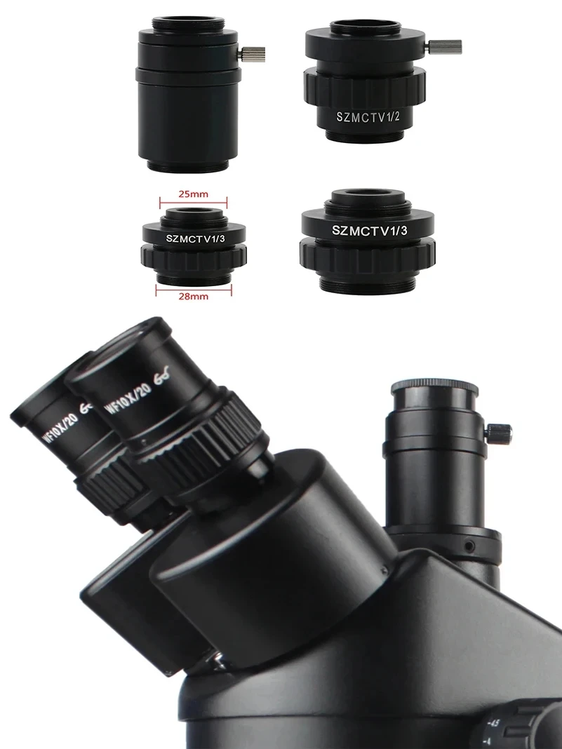 CTV 0,3X 0,35X 0,4X 0,5X 1X Adapter obiektywu z mocowaniem C do mikroskopu stereoskopowego Trinocular Simul Focal 38MM Interfejs Microscopio Camera — zdjęcie 2