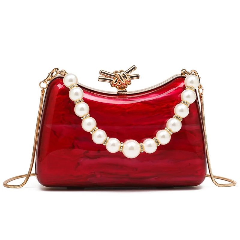 حقيبة يد نسائية عصرية لؤلؤية بسلسلة مخصصة حقيبة كروس من الأكريليك حقيبة كروس #6