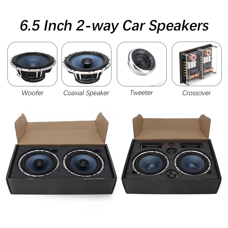 Big Hole Heat Dissipation Sound System RMS 80W*2 43Hz-28kHz 6.5 inch PP Cone 2-Way Component Speaker Car Audio coaxial speaker