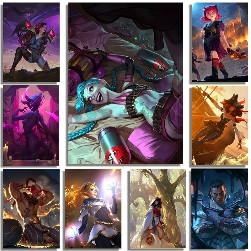 Popular Game Poster League of Legends Jinx Kaisa KDA Girl Prints Canvas Painting Wall Art Picture for Living LOL Game Home Decor