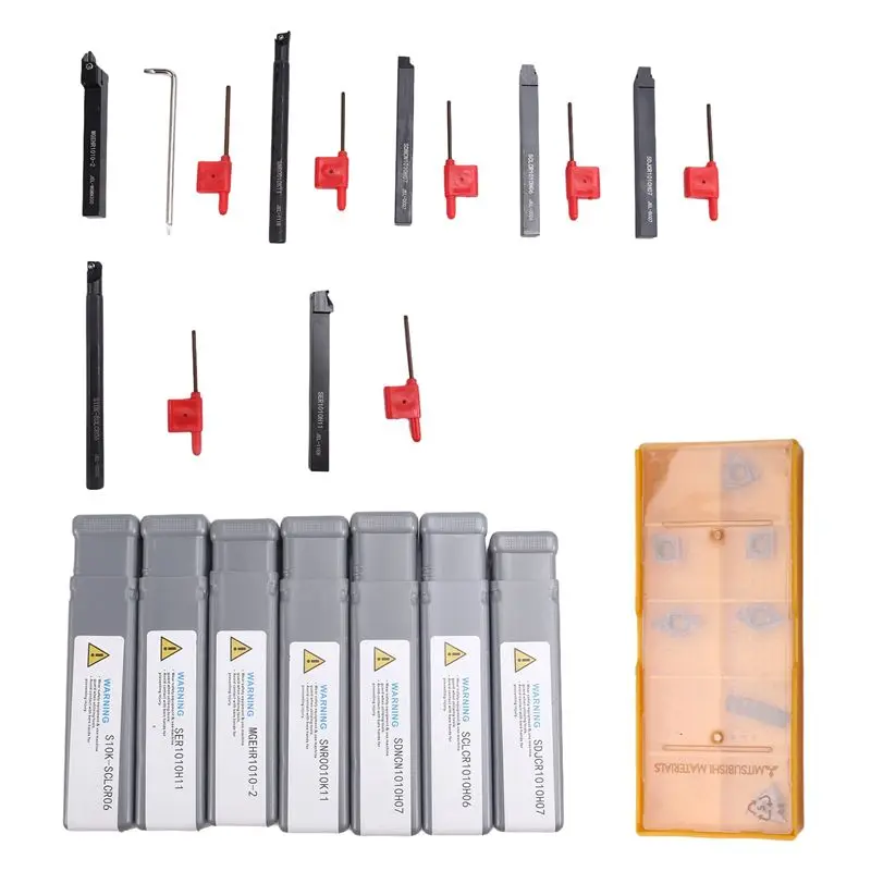 

A24F-Turning Tool Holders, 7Pcs 12Mm Shank Lathe Boring Bar Turning Tool Holder Set With Carbide Inserts