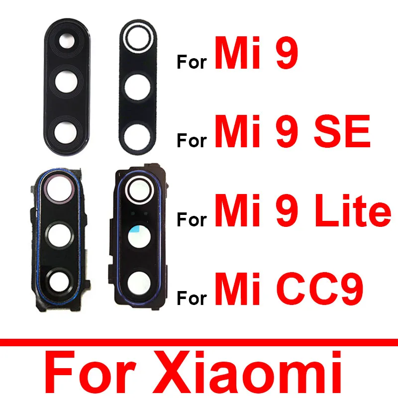 Back Rear Camera Lens Glass Cover Frame For Xiaomi Mi 9 Lite Mi 9 SE Mi CC9 Main Big Camera Glass Lens+Frame Sticker Replacement