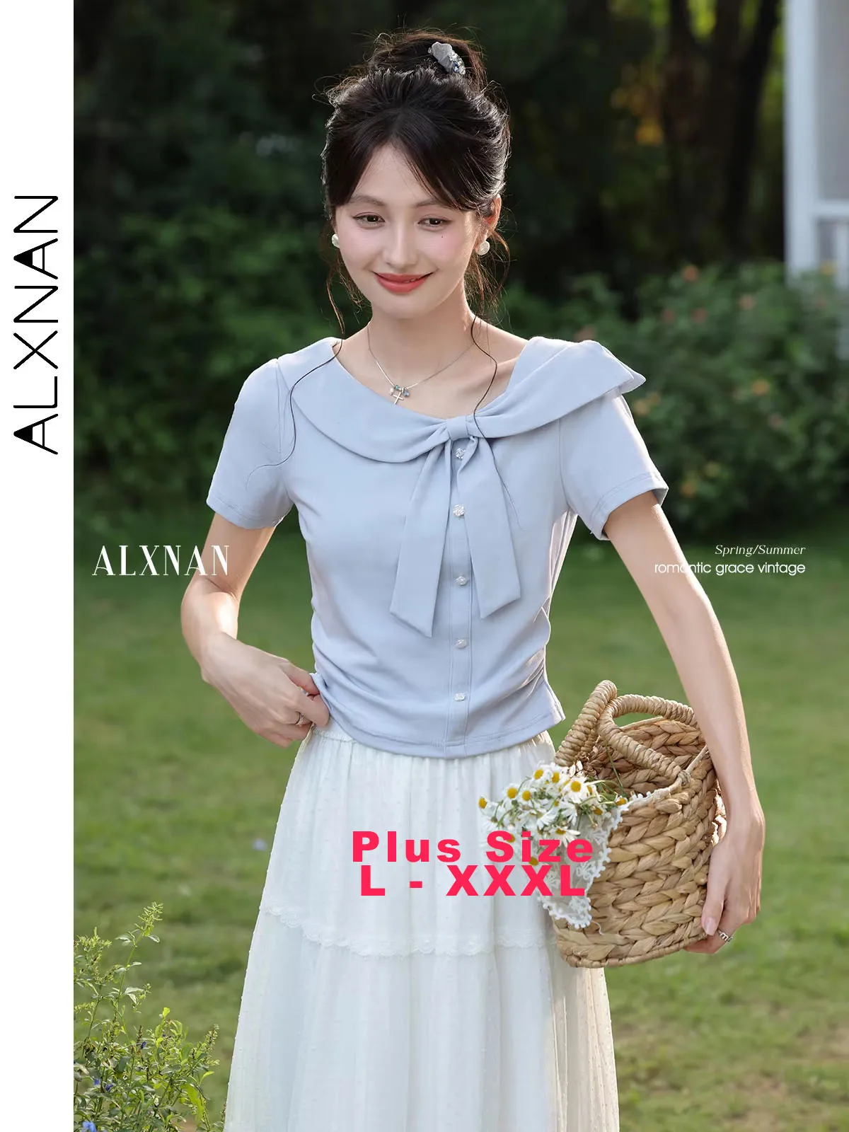 

Женская футболка ALXNAN больших размеров, светло-голубая, с асимметричным бантом, с открытым плечом, летняя, с коротким рукавом, топ D11503