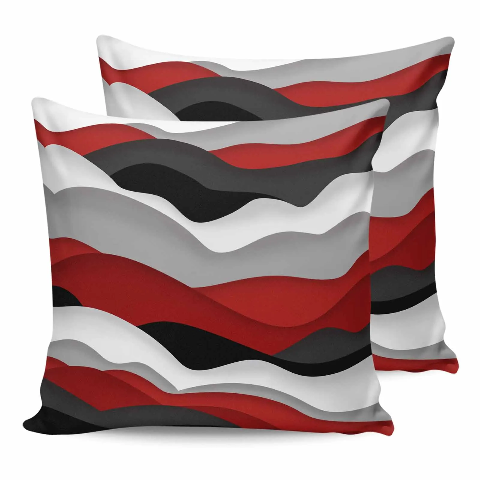 2/4 Pcs Waves Black Red Gradient Waterproof Pillowcase Office Sofa Throw Pillow Case Car Cushion Cover Home Decor