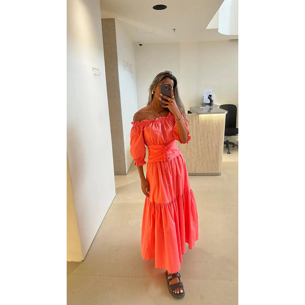 Elegant Evening Dress Boat Neck Pleat 3/4 Sleeves Evening Gowns Chiffon A Line Ankle Length Formal Paty Dresses Customized