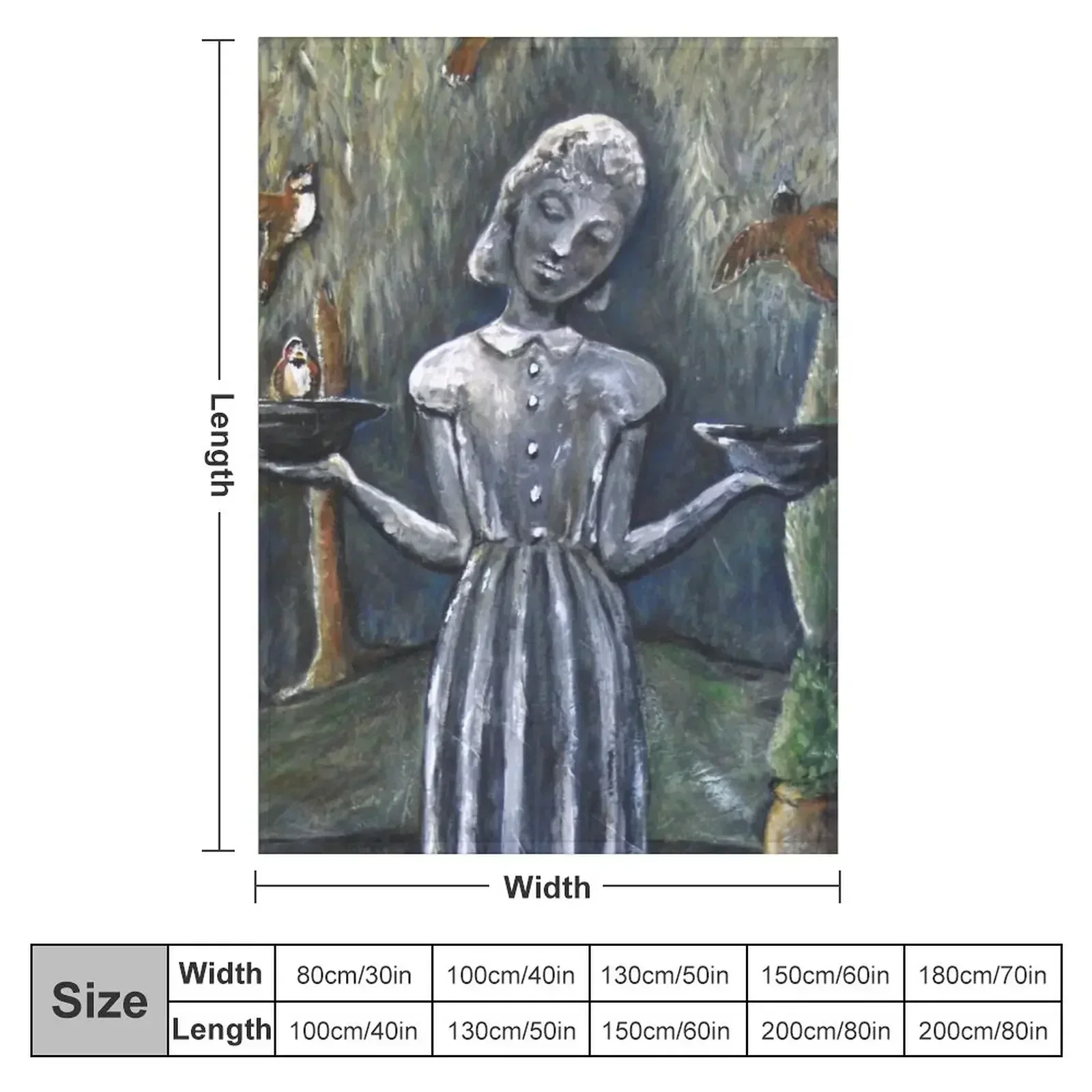 LITTLE WENDY STATUE / Garden of Good and Evil / Cemetery Birdfeeder / Throw Blanket Custom Sofas Polar Blankets
