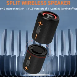 Portable Bluetooth Speaker Dual Bass LED Wireless Subwoofer Waterproof Outdoor Column Boombox FM AUX TF Music Player Soundbar