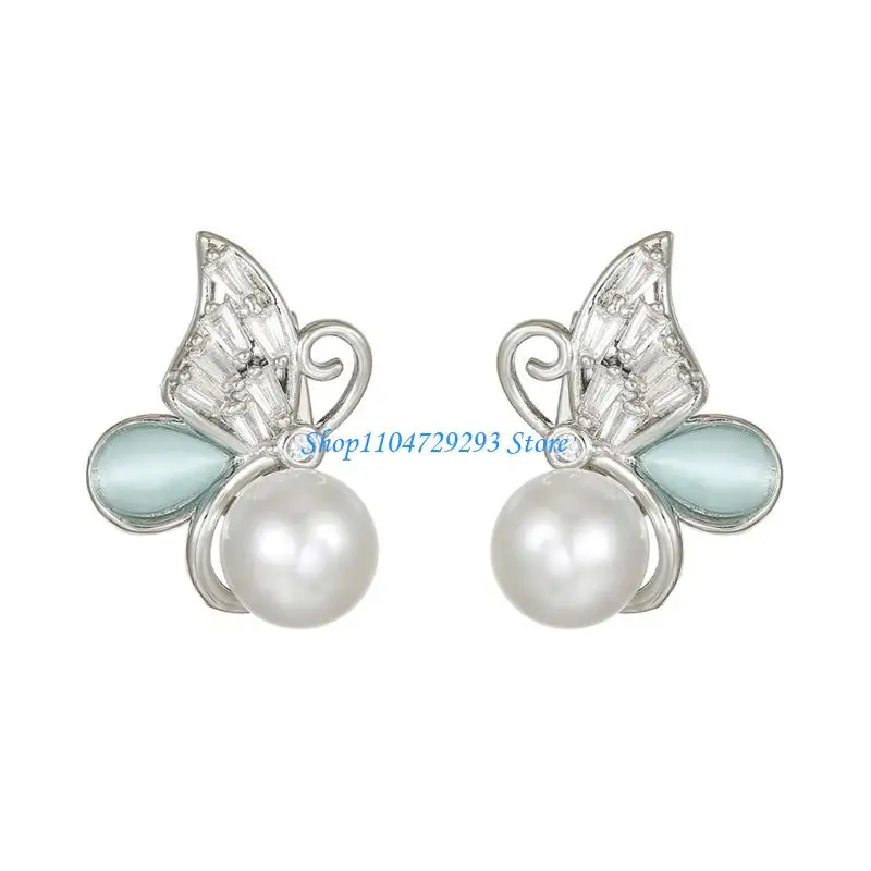 

Y2GD Secure Earphone Charms Butterfly Design Zircon Stones for Freeclip1/2 Earbuds