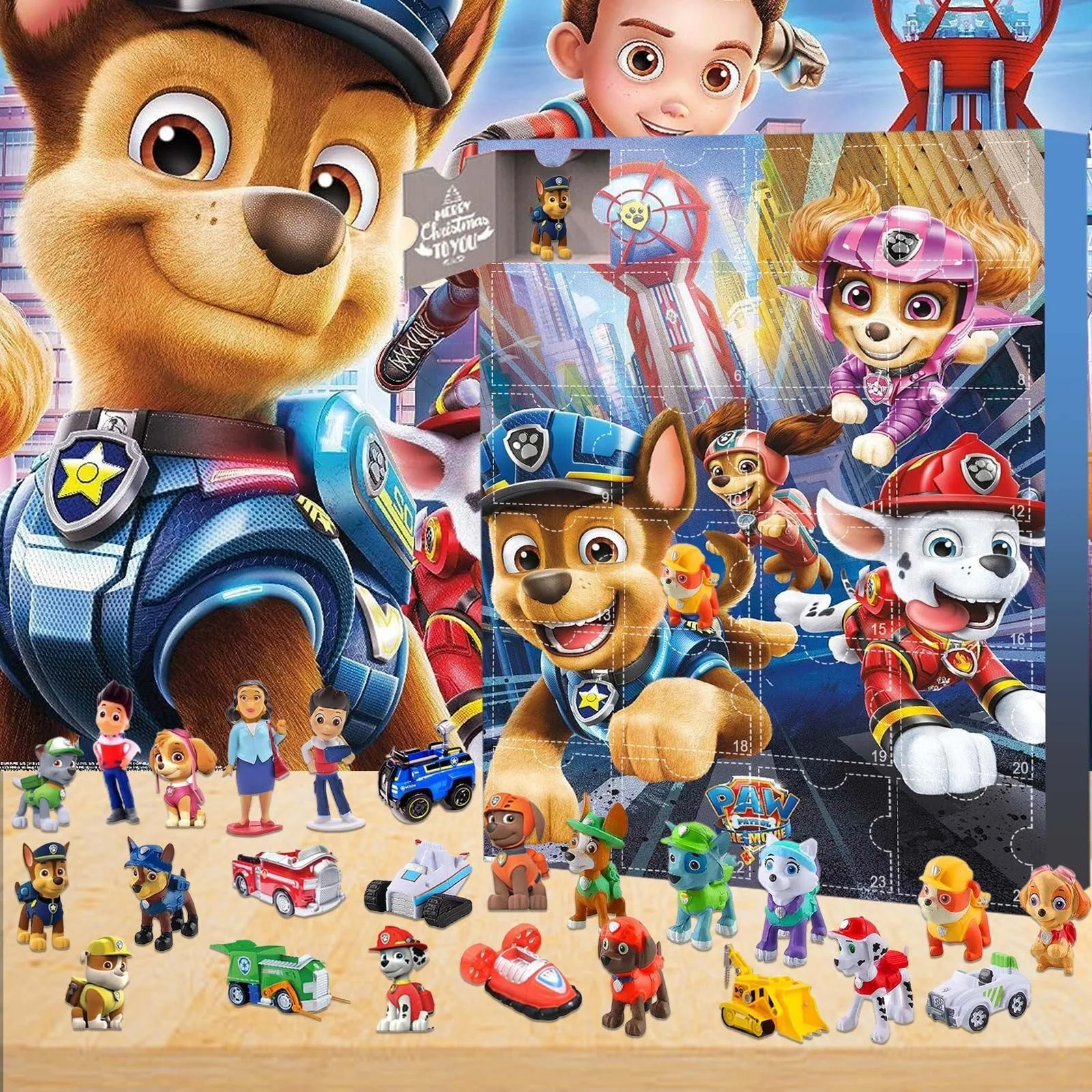 Anime Calendario Scatola Cieca PAW Patrol Bluey Dog Cartoon Figure Giocattoli 24 Fori Bambola Genitore Interagire Regalo Bambini Natale Avvento