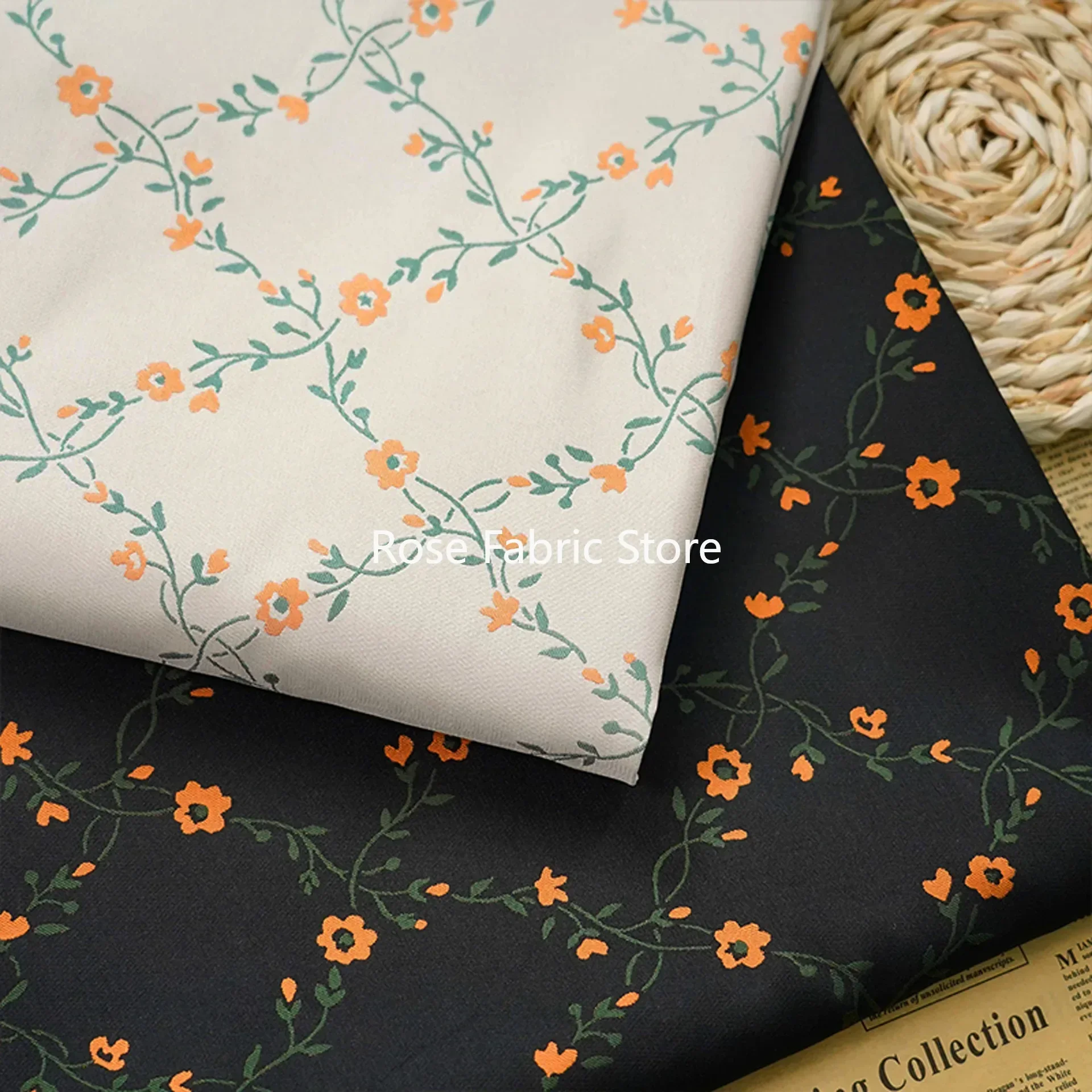 1 Meter Small Flower Yarn Dyed Jacquard Fabric Fashion Women's Dress Skirt Bag Home Textiles Decorative Sewing Fabric