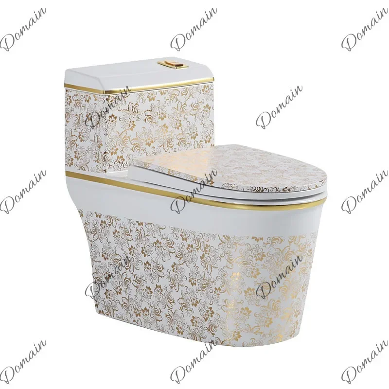 LZ Colorful Toilet with Large Pipe Siphon Flush Full Flower Anti-Freeze Anti-Clog Odorless Bathroom U