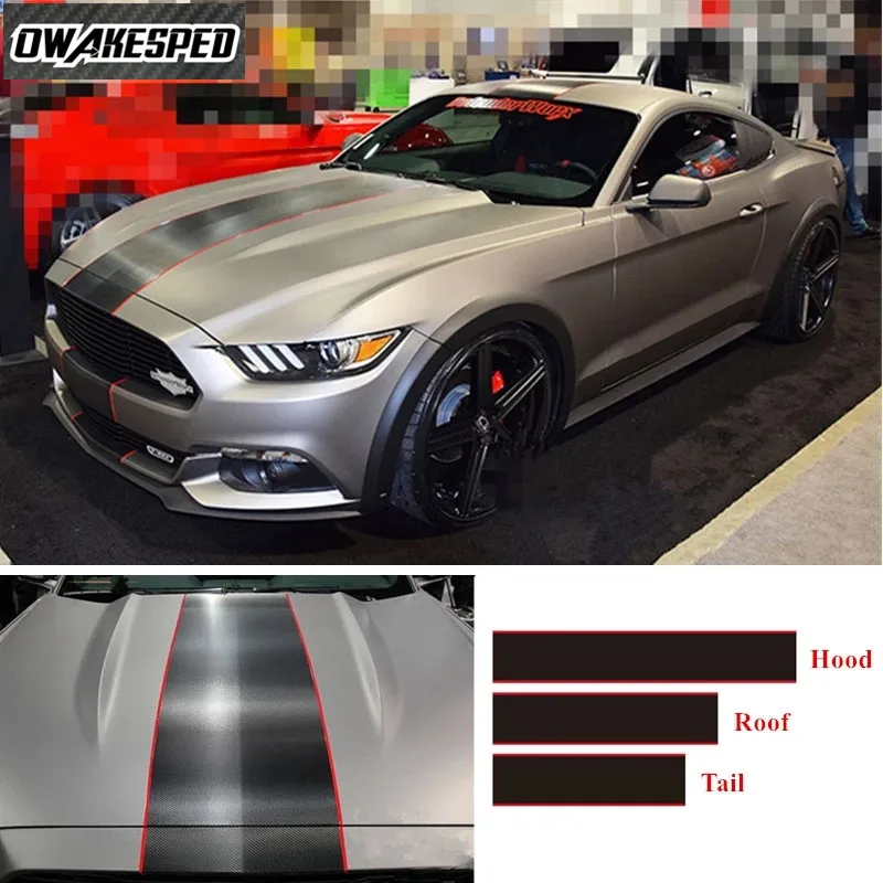 

1Set Car Hood Roof Tail Stickers For Ford Mustang Ecobosst Shelby GT Racing Sport Stripes Tuning Accessories DIY Vinyl Decals