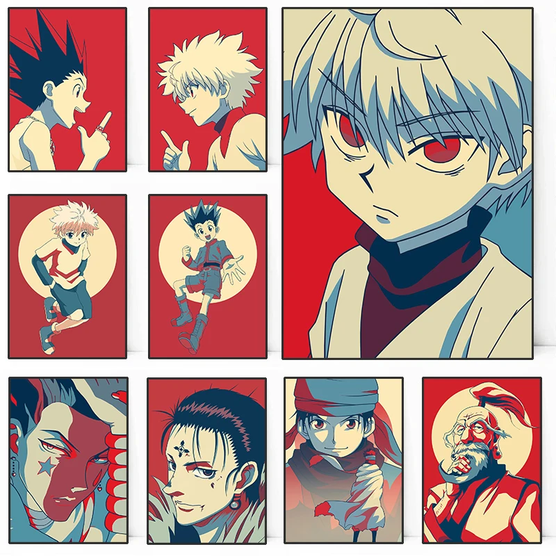 Hunter X Hunter Retro Anime Posters Killua Zoldyck Kurapika Gon Freecss Hisoka Canvas Print Painting Home Room Wall Decor