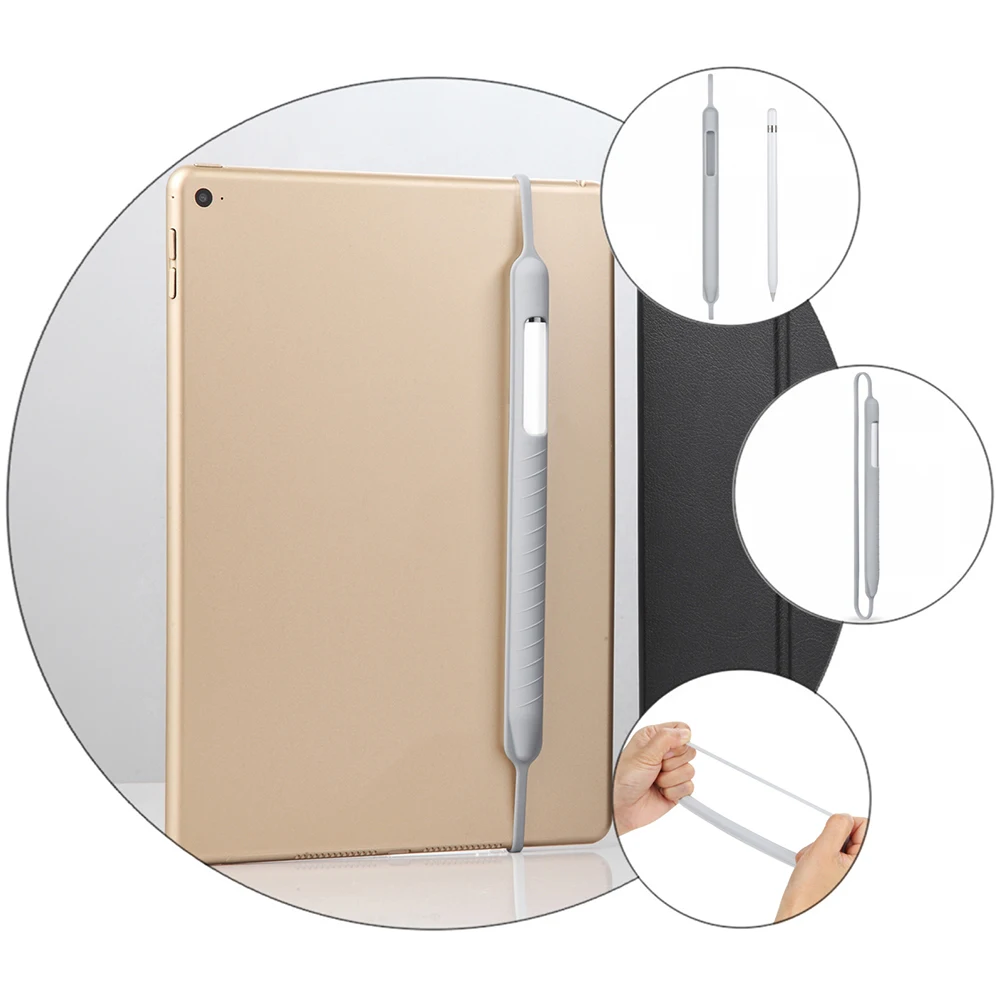 

Pen Sleeve Anti-loss Cover Estuche Protector Button Stylus Case Grey Silica Gel