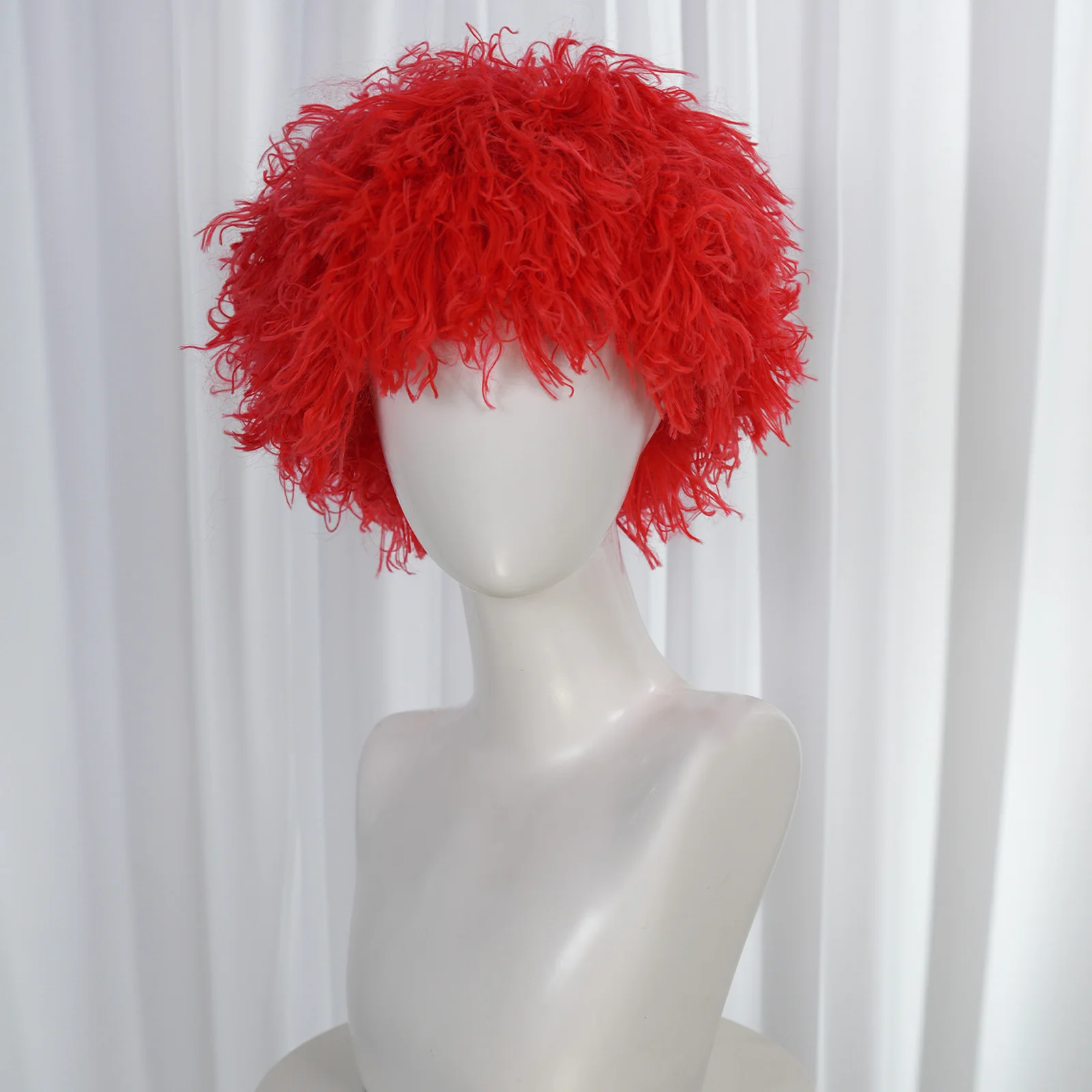 Red yarn bondage rope animation role play wig Red wool wig Halloween party music festival carnival role play wig