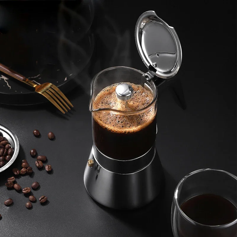 

Stainless Steel Glass Coffee Maker CoffeePot Moka Pot Coffee Makers Kettle Coffee Brewer Latte Percolator Stove CoffeeTools