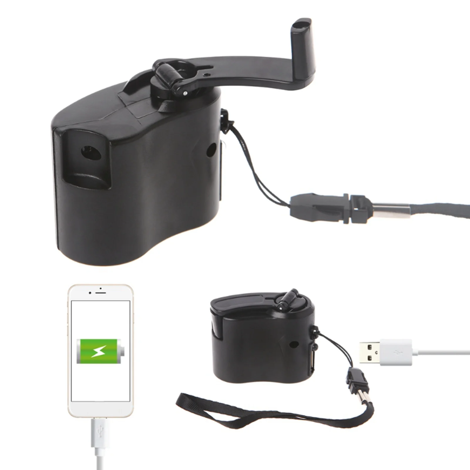 Cargador de manivela de mano para teléfono móvil, generador eléctrico Universal de carga móvil, carga de dinamo de mano, LED, USB, 5V