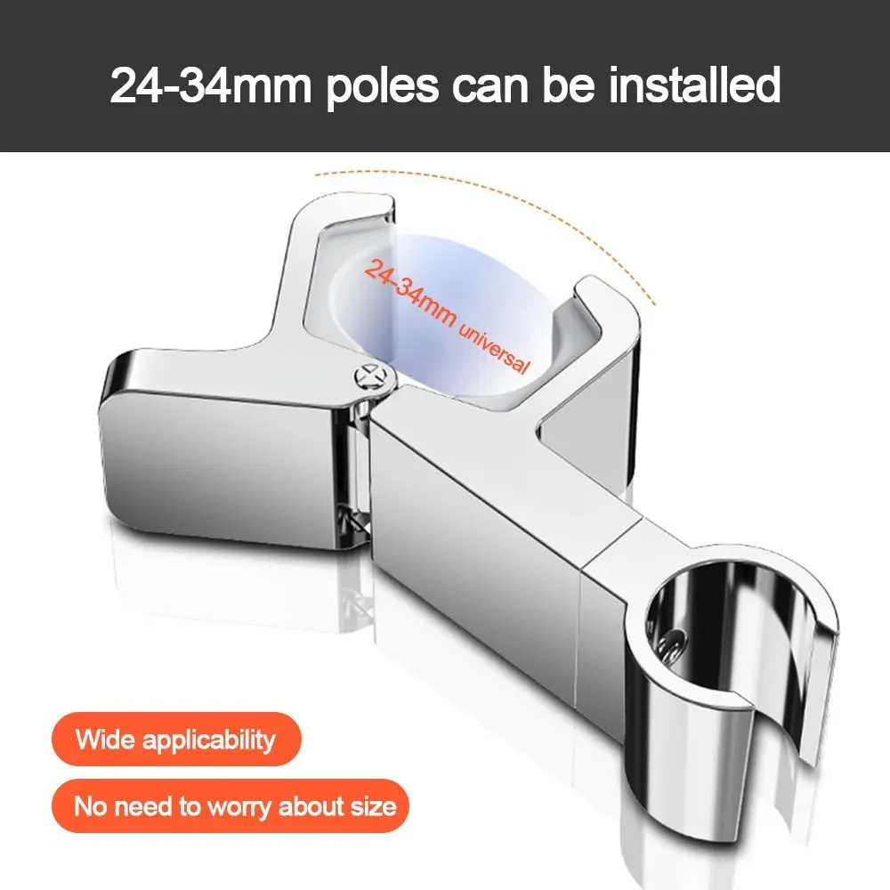 

Durable Round Pipe Shower Head Holder Adjustable Rotatable Sprayer Fixed Base Clamps Replacement Showerhead Clip-on Bracket