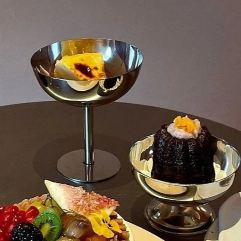 Nuevo 2026 Copa de Acero Inoxidable para Helado, Postre, Ensalada, Plato de Frutas, Plato para Aperitivos, Cuencos para Pudín, Suministros para Bares y KTV