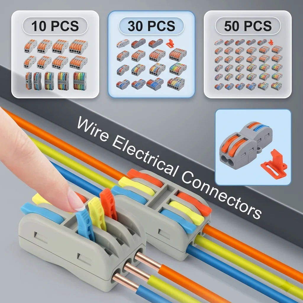 10/30/50PCS Universal Compact Wire Connectors Terminal Block with Lever PCT-212 213 215 218 Quick Connect Splice Cable Push-in