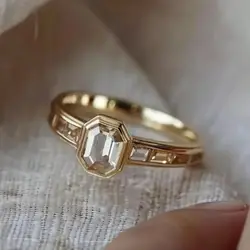 KSRA 2024 New Fashion Minimalist Gold Color Inlay Rhinestone Exquisite Rings For Women Party Accessories Gifts Custom Jewelry