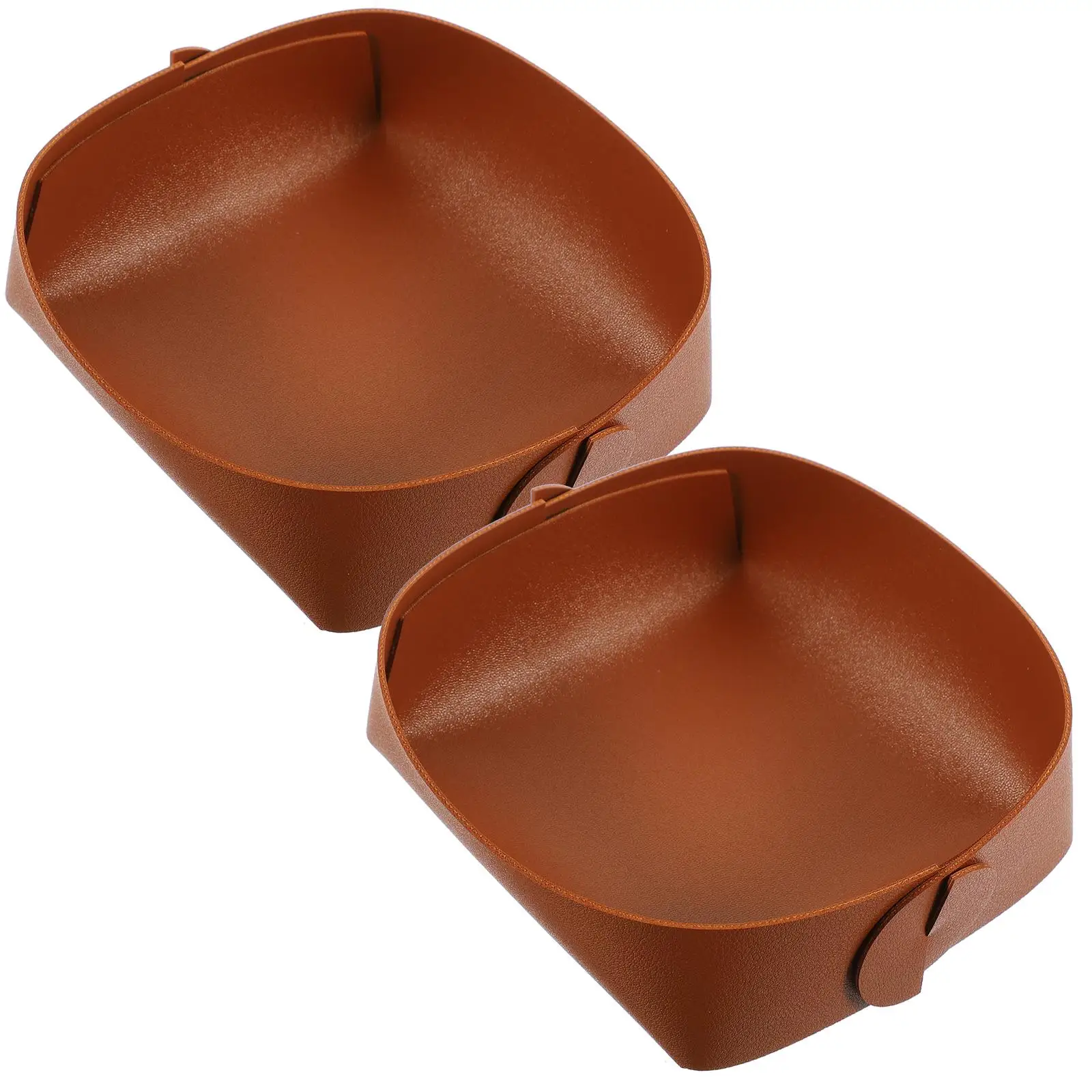 

2 Pcs Storage Box Small Brown Desk Tray for Jewelry Keys Phone Home Office Organizer Multifunctional Tabletop Entryway