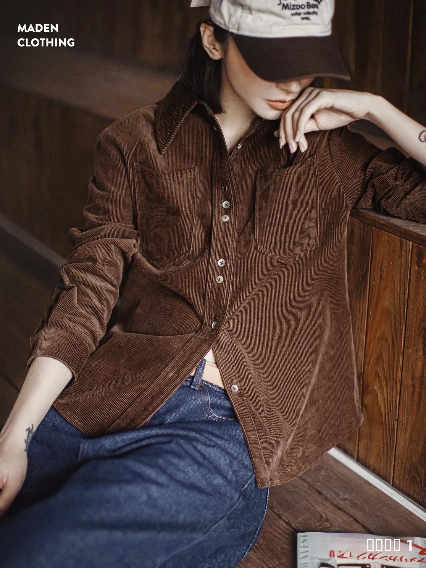 

Maden Pure Cotton Corduroy Long Sve irt Jaet Texture Feel Women's Sle Autumn Season Breathable Moisture ng