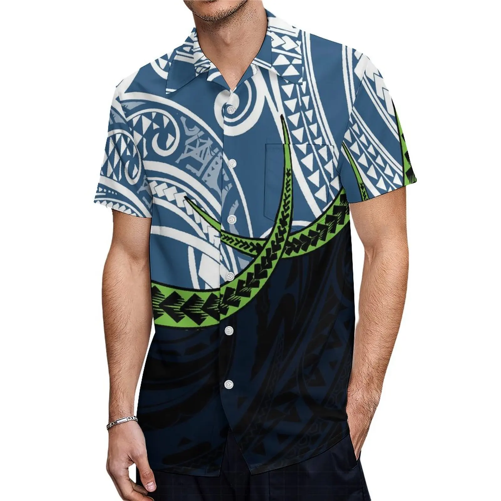 Robe Maxi à Manches Courtes et Col en V pour Homme, Coupe Basse, Îles du Pacifique, Chemise Personnalisée, Grande Taille, Couple Trempé, Samoa National, Hawaii